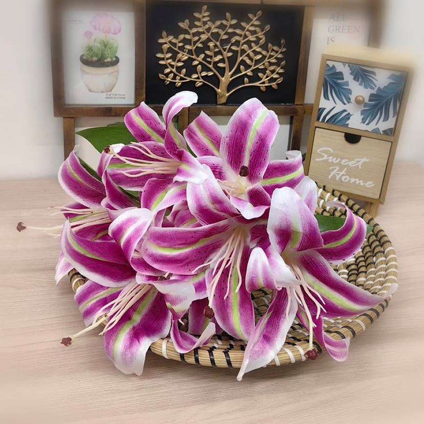 Искусственные цветы в Чебоксарах | Цветы искусственные «Лилии крупные», розово-сиреневые, букет