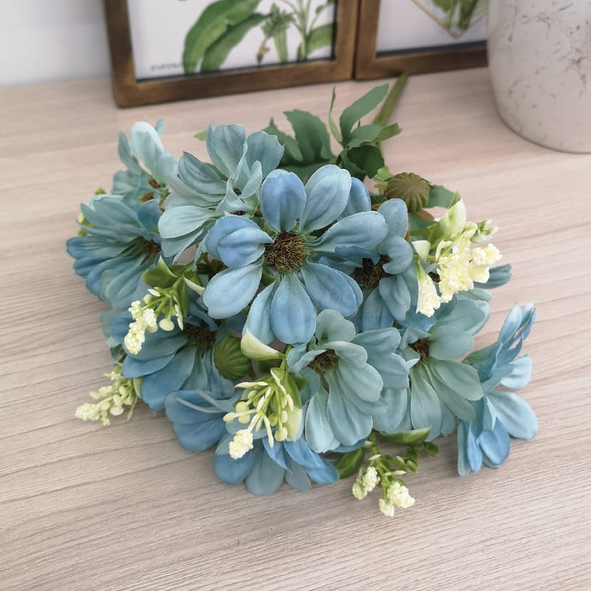 Искусственные цветы в Чебоксарах | Цветы искусственные «Ромашки с бутонами», голубые, букет
