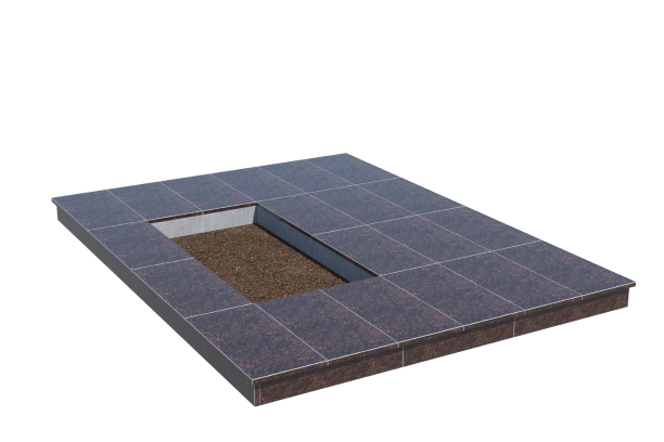 Площадки на могилу в&nbsp;Чебоксарах | Площадка с вертикальной (10 см) облицовкой Дымовским гранитом (под цветник)