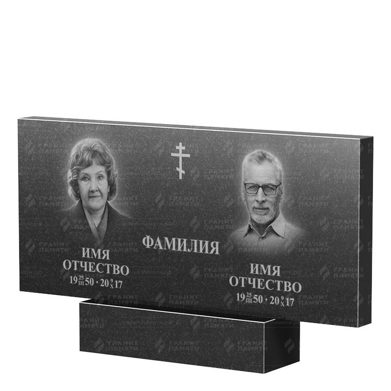 Памятники из гранита двойные в&nbsp;Чебоксарах | Двойной гранитный памятник, прямой