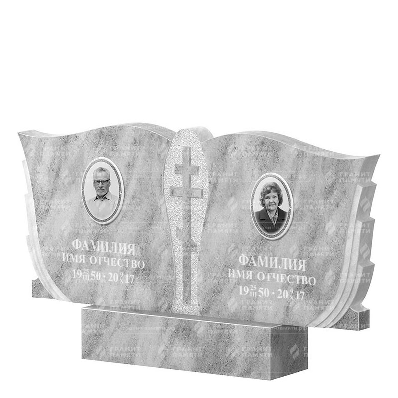 Памятники из мрамора в&nbsp;Чебоксарах | Двойной мраморный памятник ФМ-136