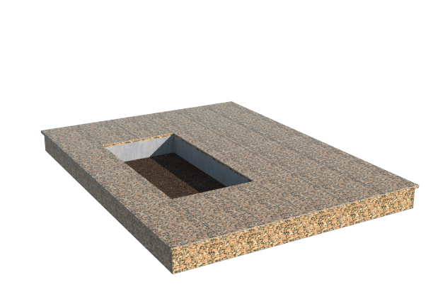 Площадки на могилу в&nbsp;Чебоксарах | Площадка с вертикальной (15 см) облицовкой Южно-султаевским гранитом (под цветник)