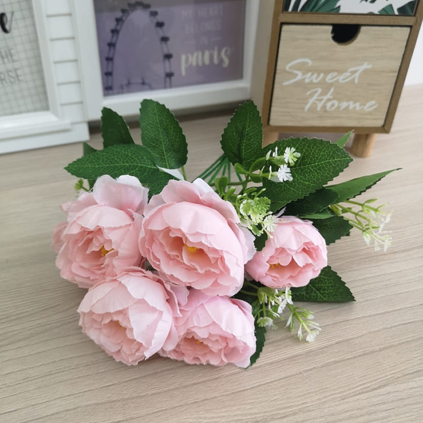 Искусственные цветы в Чебоксарах | Цветы искусственные «Минипиончики с гипсофилой», нежно-розовые, букет