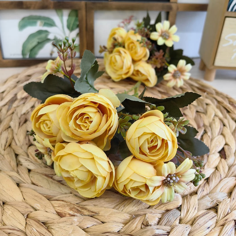 Искусственные цветы в Чебоксарах | Цветы искусственные «Камелии с мелкоцветом», желтые, букет