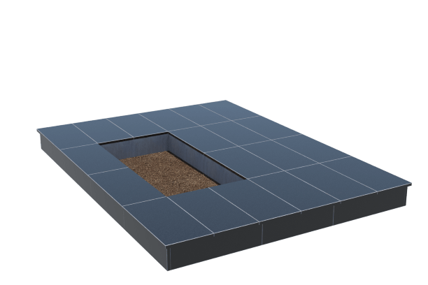 Площадки на могилу в&nbsp;Чебоксарах | Площадка с вертикальной (15 см) облицовкой гранитом Габбро (под цветник)
