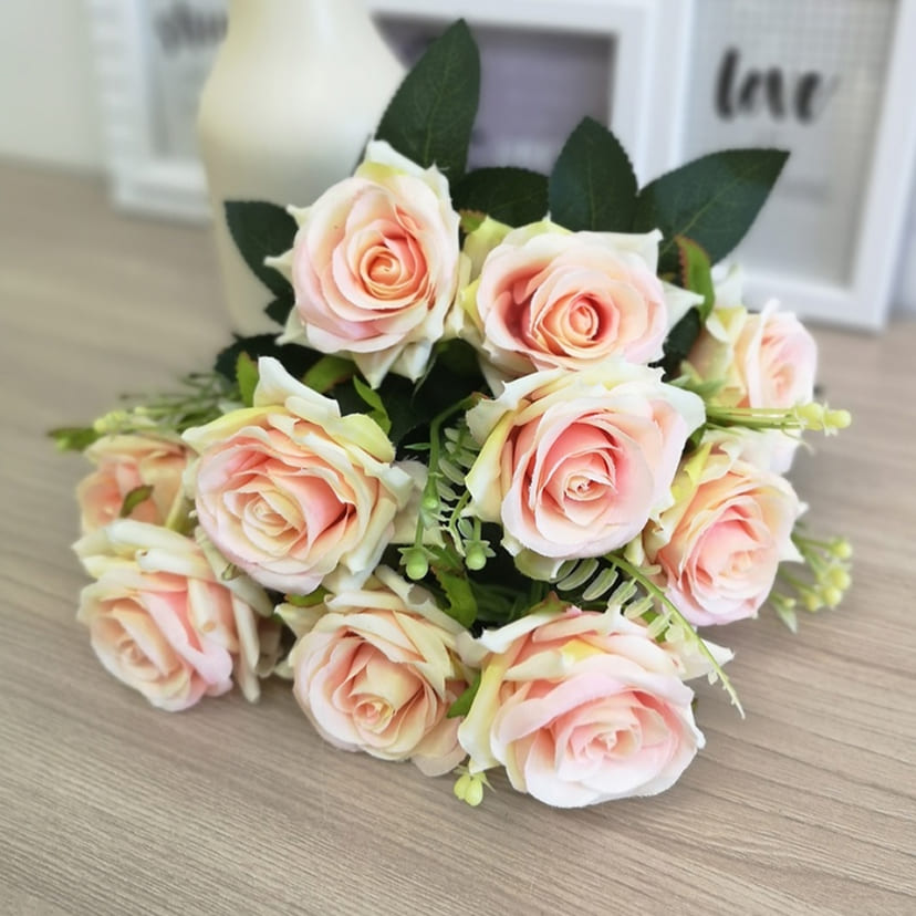 Искусственные цветы в Чебоксарах | Цветы искусственные «Розы острые», розовато-молочные, букет