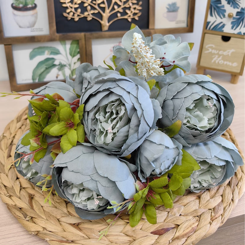 Искусственные цветы в Чебоксарах | Цветы искусственные «Пионы», серо-голубые, букет