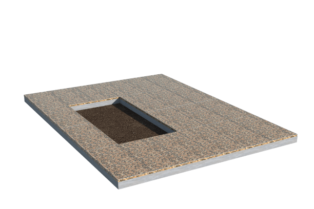 Площадки на могилу в&nbsp;Чебоксарах | Площадка с облицовкой Южно-Султаевским гранитом (под цветник)