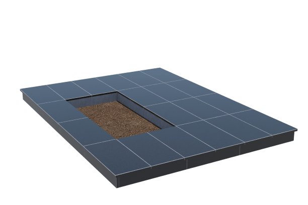 Площадки на могилу в&nbsp;Чебоксарах | Площадка с вертикальной (10 см) облицовкой гранитом Габбро (под цветник)